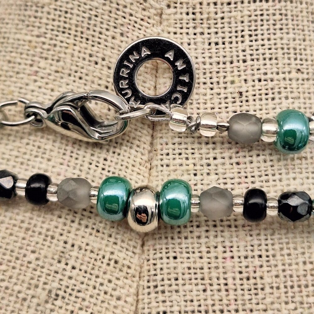 Antica Murrina Murano Glass Teal Green Long Bead Necklace 51" - Picture 7 of 10